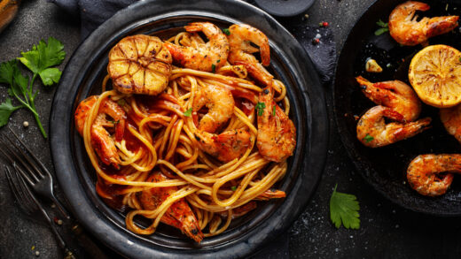 makaron z krewetkami